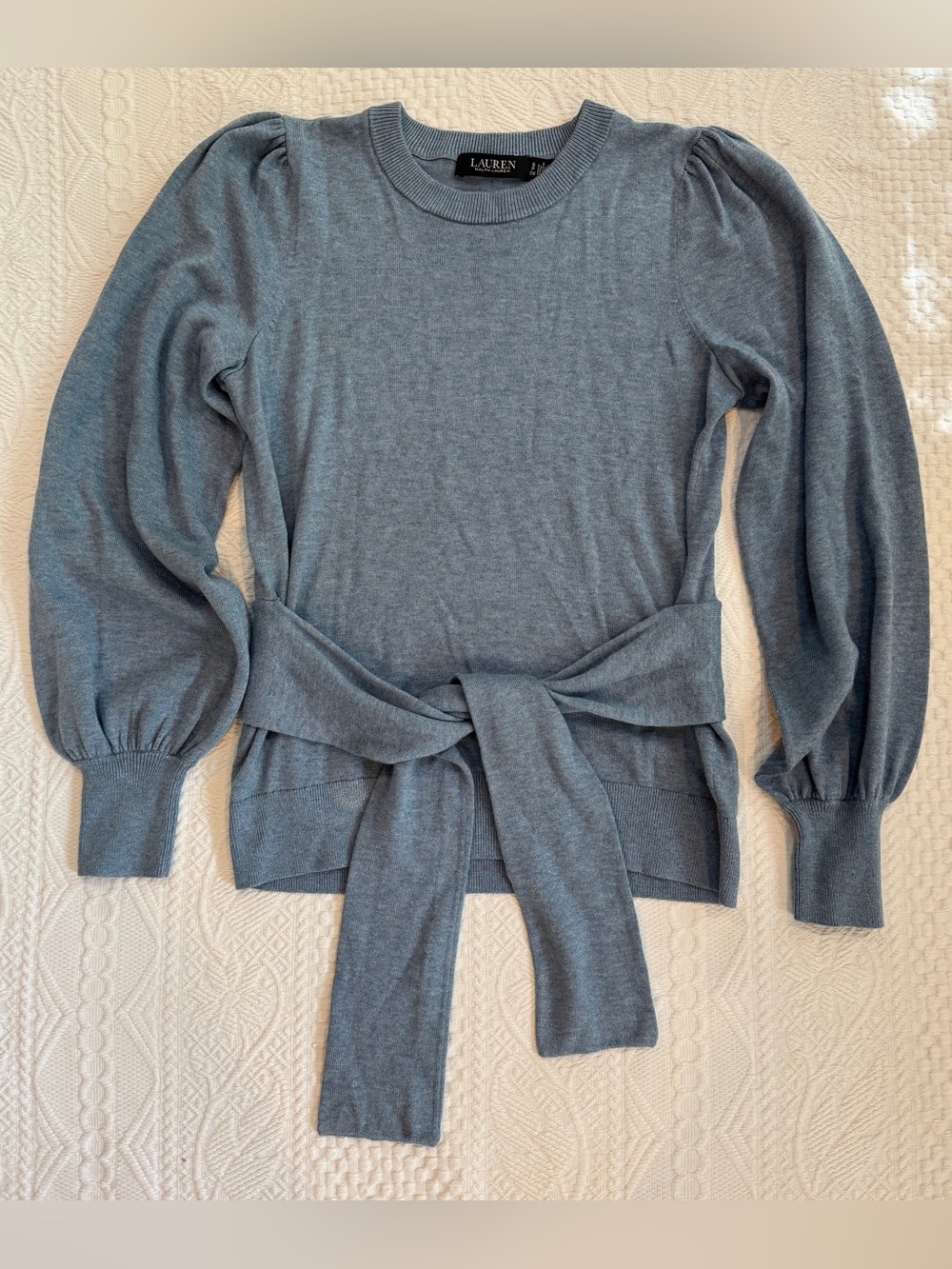 Polo Ralph Lauren Black Label Women's Belted Sz SP Sweater Blue Small Petite